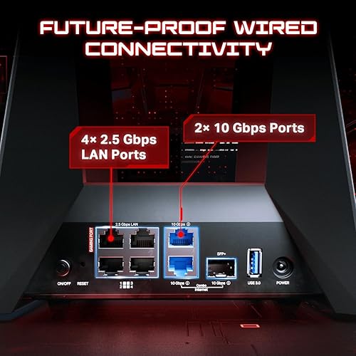 TP-Link Tri-Band BE19000 Wi-Fi 7 Gaming Router Archer GE800 | 12-Stream 19 Gbps | 2×10G + 4×2.5G Ports, USB 3.0 | Turbo Acceleration, Dedicated Gaming Port & Panel, RGB Lighting | EasyMesh, HomeShield