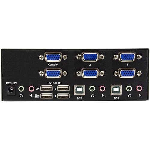 StarTech.com 2-Port KVM Switch with Dual VGA and USB Hub, Black, 2.20 (55.88 mm) x 4.10 (104.14 mm) x 6.30 (160.02 mm) (SV231DVGAU2A) 2.20 (55.88 mm) x 4.10 (104.14 mm) x 6.30 (160.02 mm) VGA - Dual Monitor