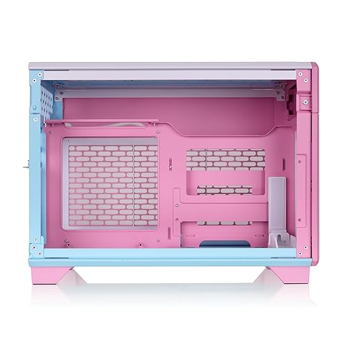 Thermaltake TR100 SFF Chassis; mITX Support; 18.9 Liters; PCIe 4.0 Riser Cable Included; 360mm GPU Clearance; 280mm Radiator Support; Removable PCIe Bracket; Bubble Pink; CA-11A-00SANN-00