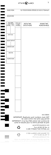 Pyramid English/French Time Cards for 4000, 4000hd, 4000pro, 5000 and 5000hd Time Clocks, 100 Pack English/French Time Systems 100 count