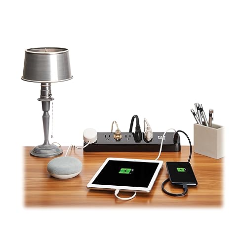 Eaton Tripp Lite series Desk Clamp Power Strip Surge Protector, 6-Outlets, 2x 30W USB-C Charging Ports, 900 Joules, 10ft Braided Flat Extension Cord, Lifetime Manufacturer's Warranty (TLP610U30CLAMPB) 6 Outlets Black (2x USB-C)