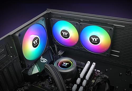 Thermaltake CT140 EX ARGB Sync PC Cooling Fan (3-Fan Pack), Magnetic Connection, 5V Motherboard Sync, 16.8 Million Colors 9 Addressable LEDs, 140 mm Case/Radiator Fan, CL-F182-PL14SW-A Magnetic ARGB 140mm White