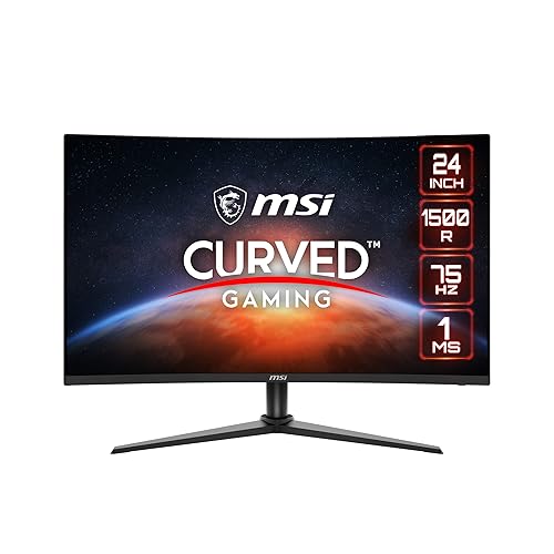 MSI G243CV, 24" Gaming Monitor, 1920 x 1080 (FHD), VA, 75Hz, FreeSync, VGA Port HDMI, Tilt, Black G243CV (Newer Model)