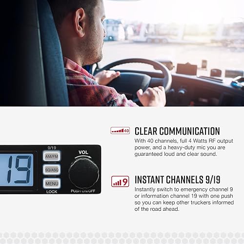 Cobra 19 MINI AM/FM Recreational CB Radio - Dual-Mode AM/FM, 40 Channels, Travel Essentials, Time Out Timer, VOX, Auto Squelch, Auto Power, Instant Channel 9/19, 4-Watt Output, Easy to Operate, Black