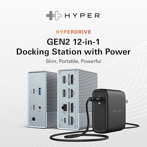 HyperDrive GEN2 12-in-1 USB C Docking Station, 100W PD for MacBook Pro/Air, iPad, PC, 4K USB C Triple Display Docking Station, 10Gbps, Gigabit Ethernet