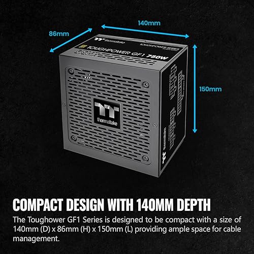 Thermaltake GF1 (2024) Fully Modular ATX 750W Power Supply - 80 Plus Gold - Ultra Quiet - Zero RPM, PS-TPD-0750FNFAGU-P