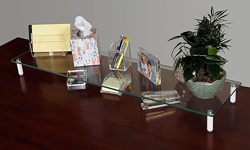 Kantek Extra-Wide Glass Monitor Riser, 3.25 X 10.2 X 39.4, Clear (MS380) Extra Wide Double Monitor Stand