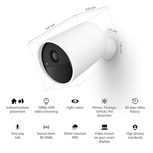 Philips Hue Secure Battery-Powered Smart Home Security Camera, White - 2 Pack - 1080P HD Video - Night Vision - Motion Detection - Two-Way Talk - Indoor/Outdoor - Weatherproof - Works with Hue App