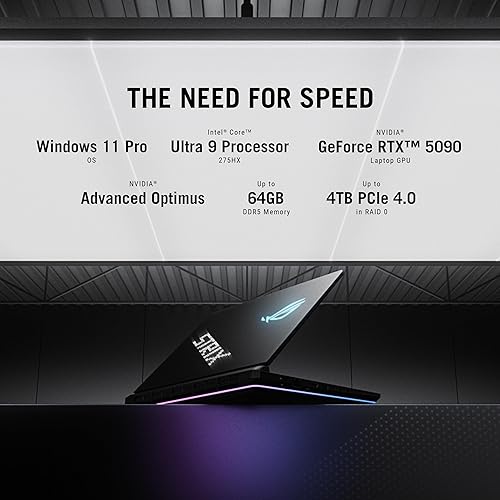 ASUS ROG Strix Scar 18 (2025) Gaming Laptop, 18” ROG Nebula HDR 16:10 2.5K 240Hz/3ms, NVIDIA GeForce RTX 5080, Intel Core Ultra 9 HX, 32GB, 2TB, G835LW-XS97