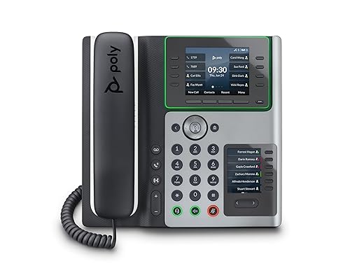 Poly Edge E450 IP Phone - Corded - Corded/Cordless - Wi-Fi, Bluetooth - Desktop - Black - VoIP - IEEE 802.11a/b/g/n/ac - 2 x Network (RJ-45) - PoE Ports