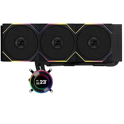 Lian Li Hydroshift II 360 TL RGB Liquid CPU Cooler - 360mm AIO - 3X 120 RGB Fans - 2.1” IPS LCD Screen - 3 Control Mode - Flexible Tubes Clamp - LGA 1851/1700, AMD AM5/AM4 - Black (HS2LCD36TB)