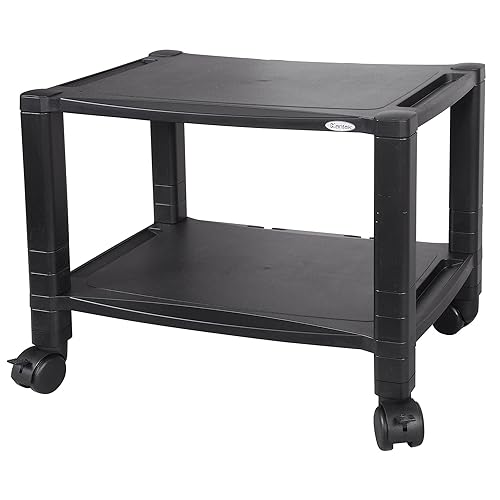 Kantek Extra Wide 2-Shelf Under-Desk Mobile Printer Stand, 20x13.25x14.13, Black (PS610)