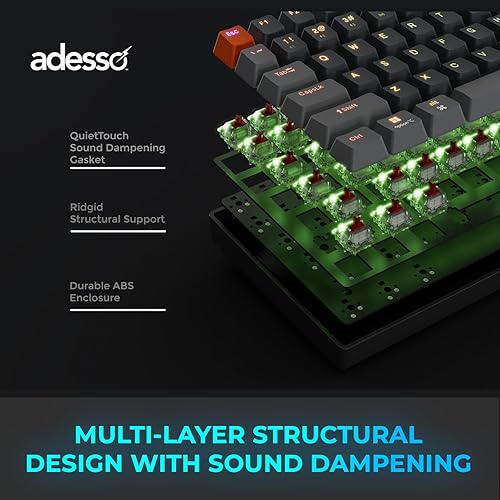 Adesso EasyTouch 1000 RGB Multi-OS Mini Mechanical Keyboard, Wired/Wireless/Bluetooth, QMK/VIA Programmable, Hot-Swappable, Red Switches, Copilot AI Key, Mac/Windows Compatible