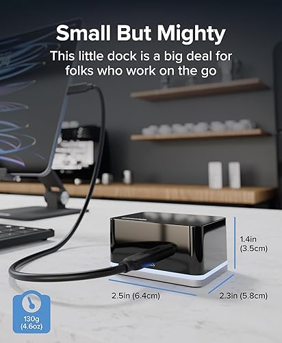 Plugable USB-C Wired Cube Mini Docking Station - Compact HDMI, Gigabit Ethernet, and 3 USB Ports - Works with USB-C, USB4, and Thunderbolt, MacBook, Windows, Chromebook - No Host Charging