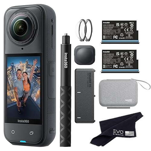 Insta360 X5 Essentials Bundle-8K Waterproof 360 Action Camera|Bundle Includes Selfie Stick, Extra Battery, Utility Fast Charge Case, Standard Lens Guards, Lens Cap, Carry Case