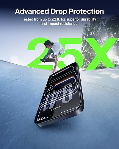 Belkin ScreenForce UltraGlass 2 Screen Protector for iPhone 17 Pro Max, 25X Stronger Glass, Scratch-Resistant & Impact Protection, Easy Align Tray for Bubble-Free Application, Made with Recycled Glass iPhone 17 Pro Max Ultra Glass 2.0