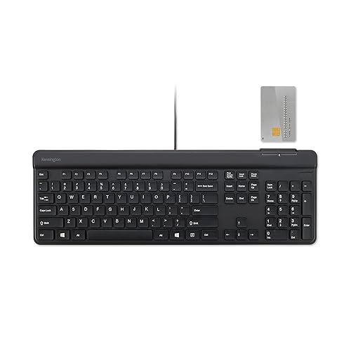 Kensington KB201C Simple Solutions Wired Keyboard with Smart Card Reader (CAC), TAA Compliant, Black (K75454TAA) Wired Keyboard w/ CAC reader