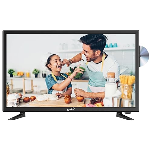Supersonic 1080p LED Widescreen HDTV with HDMI Input, AC/DC Compatible for RVs and Built-in DVD Player, 24-Inch, Black, SC-2412