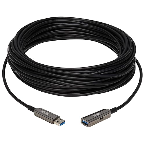 Tripp Lite USB-A 3.2 Fiber Active Optical Extension Repeater Cable (M/F), 5 Gbps, CL3-rated PVC Jacket, in-Wall Installation Rated, 65 Feet / 20 Meters, 3-Year Warranty (U330F-20M-G1)