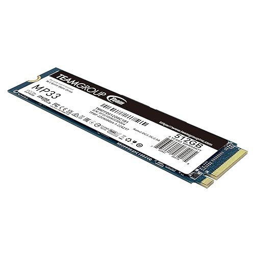 TEAMGROUP MP33 PRO 512GB SLC Cache 3D NAND TLC NVMe 1.3 PCIe Gen3x4 M.2 2280 Internal SSD (Read Speed up to 2100MB/s) TBW>400TB Compatible with Laptop & PC Desktop TM8FPD512G0C101 512GB Gen3x4 Read 2,100mb/S