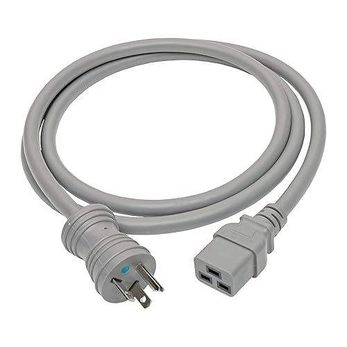 Tripp Lite Hospital-Grade Power Cord (Nema 5-20P to C19), Heavy Duty, 20A, 125V, 12AWG, 6 ft., Grey (P049-006-GY-HG)