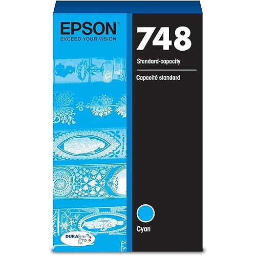 EPSON 748 DURABrite Pro Ink Standard Capacity Cyan Cartridge (T748220) Works with Workforce WF-6530, WF-6590, WF-8590, WF-6090, WF-8090
