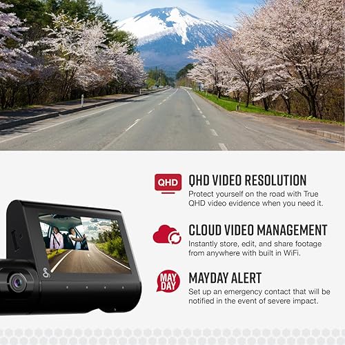 Cobra Smart Dual View Front and Cabin Dash Cam (SC 220C) - QHD 1440P Resolution, 360 Alerts, Parking Live View, Incident Reports, Emergency MayDay, 16 GB SD Card Included, CarPlay & Android Auto