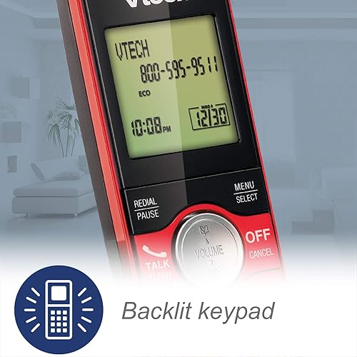 VTech DECT 6.0 Dual Handset Cordless Phones with ITAD, CID, Backlit Keypads and Screens, Full Duplex Handset Speakerphones, Call Block Red - CS6929-26