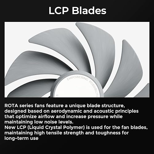 TRYX ROTA PRO 120 120mm Case Fan 4-Pin PWM LCP Material FDB Case Fan 2250RPM with 81.32CFM Airflow High-Performance Quiet PC Case Fan