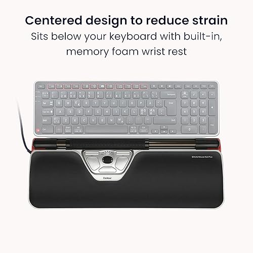 Contour Design RollerMouse Red Plus Wired Eco Optical Computer Mouse - Ergonomic Design for Optimal Efficiency - PC or Mac Compatible Ergonomic Mouse - 10-Speed Adjustable Ambidextrous Plug in Mouse