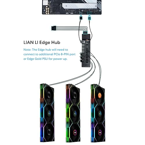 Lian Li UNI Fan TL - Wireless 140 - Pack of 1 (Reverse Blade) - 2.4GHz Wireless Signal ARGB Fan Control - Dual Zone Lighting - FDB - 140mm - Controller Not Included and Not Required 140 Reverse Black