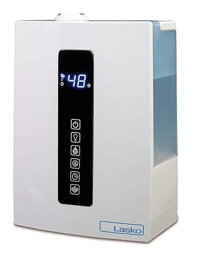 Lasko UH300 Warm and Cool Mist Humidifier with Humidistat and Timer, Quiet, Soothing Ultrasonic Dual Mist Humidifiers for Baby Nursery, Bedroom, Kids, Large Room and Home, 4.9L Tank, No Filter