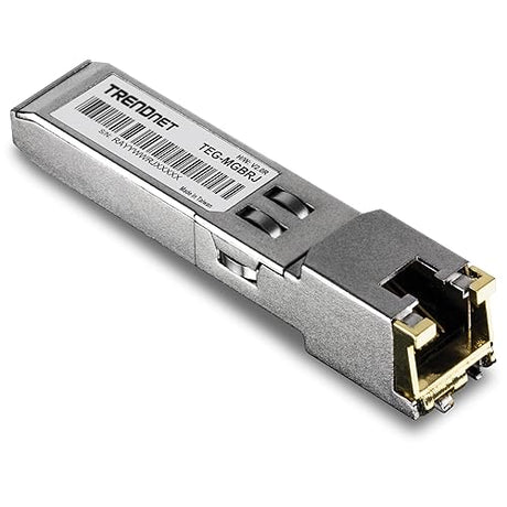 TRENDnet SFP to RJ45 1000BASE-T Copper SFP Module, TEG-MGBRJ, 100m (328 Ft.), RJ45 Connector, Hot Pluggable, Supports Data Rates Up to 1.25Gbps, IEEE 802.3ab Gigabit Ethernet, Lifetime Protection RJ-45