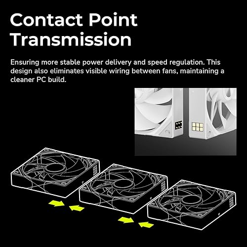 TRYX ROTA SL ARGB White 120mm Case Fan Reverse 3in1 Pogo-Pin Connection with Magnetic Cable Gen2 ARGB Light Quiet Triple PC Case Fan