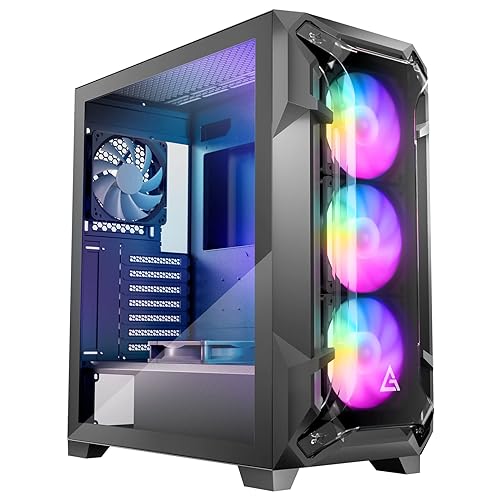 Antec Dark League DF600 Flux, Mid-Tower ATX Gaming Case, Flux Platform, 5 x 120mm Fans Included, ARGB & PWM Fan Controller, Tempered Glass Side Panel, 2 x USB3.0, High-End GPU Support