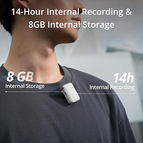 DJI Mic 2 Transmitter (Pearl White), Wireless Microphone with Intelligent Noise Cancelling, 14-Hour Internal Recording, 6-Hour Battery, Magnetic Attachment, Bluetooth Microphone, YouTube, Vlogs