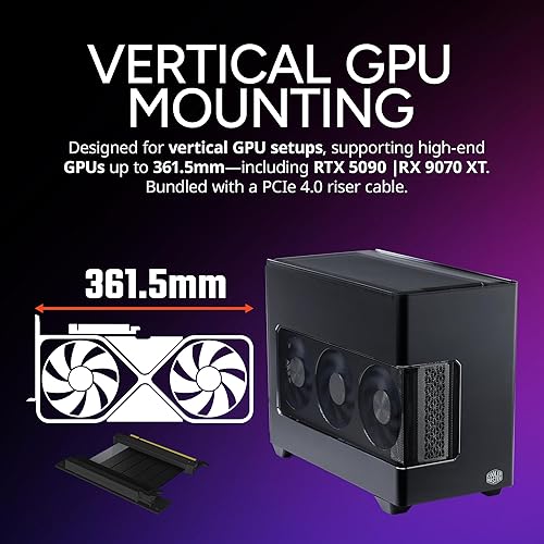 Cooler Master NR200P V3 Mini-ITX PC Case, Top-Mount 240mm|280mm AIO, PCIe 5.0 Riser, 356mm Vertical GPU Mount, SFX PSU 130mm, Compatible RTX 5090|RX 7090 XT, Aluminum Panels, USB Type-C, DIY