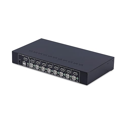 StarTech.com 8-Port HDMI KVM Switch w/1U Rack Mount Kit, 4K 60Hz HDMI 2.0, Push-Button/Hotkey Switching, TAA Compliant
