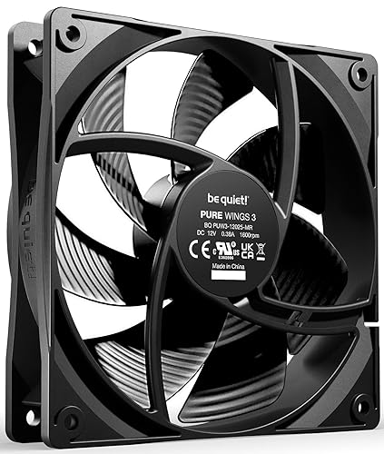 be quiet! Pure Wings 3 120mm PWM Fan, high Maximum Speed, Low Minimum Speed, optimised Fan Frame, exceptionally high air Pressure, Very Quiet Operation, Rifle Bearing, BL105 1 Count (Pack of 1) PW 3 120MM PWM
