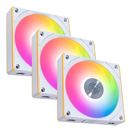Lian Li UNI Fan CL120 ARGB 120mm PWM Fans - Triple Pack - 2.4 GHz Wireless Signal RGB & PC Case Fans Control - Daisy-Chain - Dual Light Zones - FDB - Controller Included & Required - White (12CL1W3W) 120 Triple White