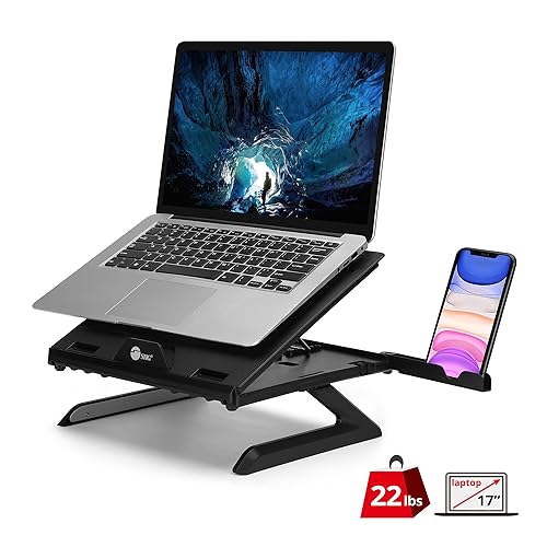 SIIG Laptop Stand, Ergonomic Adjustable Riser Stand, Smart Phone Holder & Heat-Vent, Portable Design Fit 10 to 17 (CE-MT3911-S1)