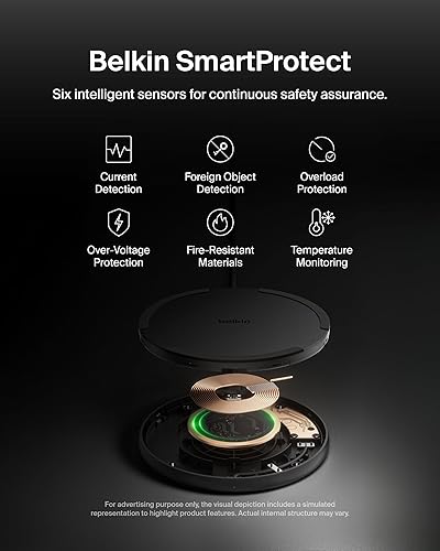 Belkin Wireless Charging Pad 15W - Qi Charger, Charging Station for Apple iPhone 16, iPhone 15/14/13 Series, AirPods, Samsung Galaxy S25, Galaxy S24, Pixel - Power Supply and Cable Included - Black