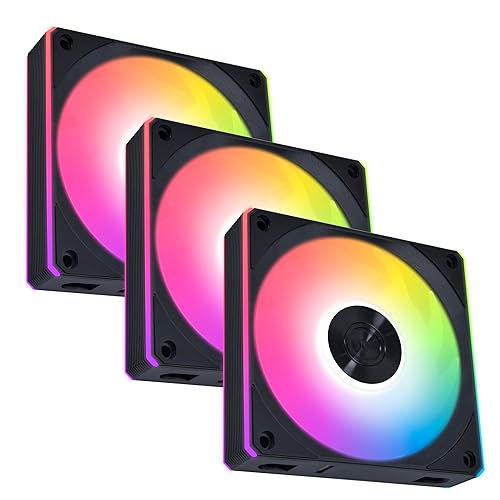 Lian Li UNI Fan CL120 ARGB 120mm PWM Fans - Triple Pack - 2.4 GHz Wireless Signal RGB & PC Case Fans Control - Daisy-Chain - Dual Light Zones - FDB - Controller Included & Required - Black (12CL1W3B) 120 Triple Black