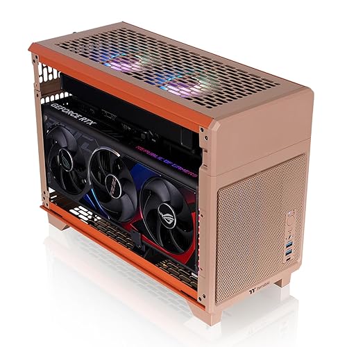 Thermaltake TR100 SFF Chassis; mITX Support; 18.9 Liters; PCIe 4.0 Riser Cable Included; 360mm GPU Clearance; 280mm Radiator Support; Removable PCIe Bracket; Gravel Sand; CA-11A-00SGNN-00