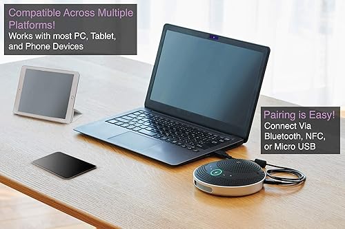 YAMAHA YVC-200 Portable USB & Bluetooth Speakerphone, Hold Meetings Anywhere, Noise Reducing Conference Phone with 10-Hour Rechargeable Battery Life Black