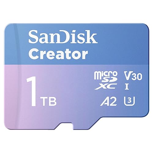 1TB SanDisk Creator microSD UHS-I Card with SD Adapter - Up to 190MB/s, 4K, 5.3K, Micro SD Card - SDSQXAV-1T00-GN6MS microSD Card 1TB