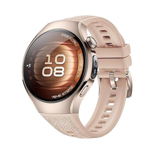 HUAWEI Watch 5, 42mm Smartwatches, Multi-Sensing X-TAP Technology, Spherical Sapphire Glass, Two Battery Modes, Intuitive Smart Gestures, Compatible with iOS and Android, Beige