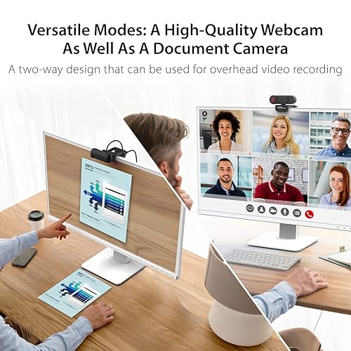 j5create 1080P Dual Mode Webcam and Document Camera with Auto & Manual Focus, Magnetic Privacy Cover for PC, Laptops | for Live Streaming, Video Calls, Online Meetings, Online Classes (JVU250)