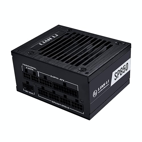 Lian Li SP850 Gold - 850 Watt SFX Form Factor Power Supply with Native 12V-2x6 Cable - Low Noise - 80 Plus Gold Efficiency - ATX 3.1 & PCIe 5.0 Compliant - 92mm FDB Fan - 10-Year - Black (SP850G.B) Gold 850W (V2) Black