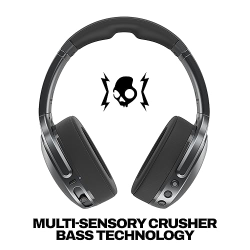 Skullcandy Crusher 540 Active Wireless Bluetooth Headphones with Multi-Sensory Bass, Noise Isolating Over-Ear Fit, Sweat and Water Resistant, 40 Hours Battery, Microphone for iPhone Android - Coal